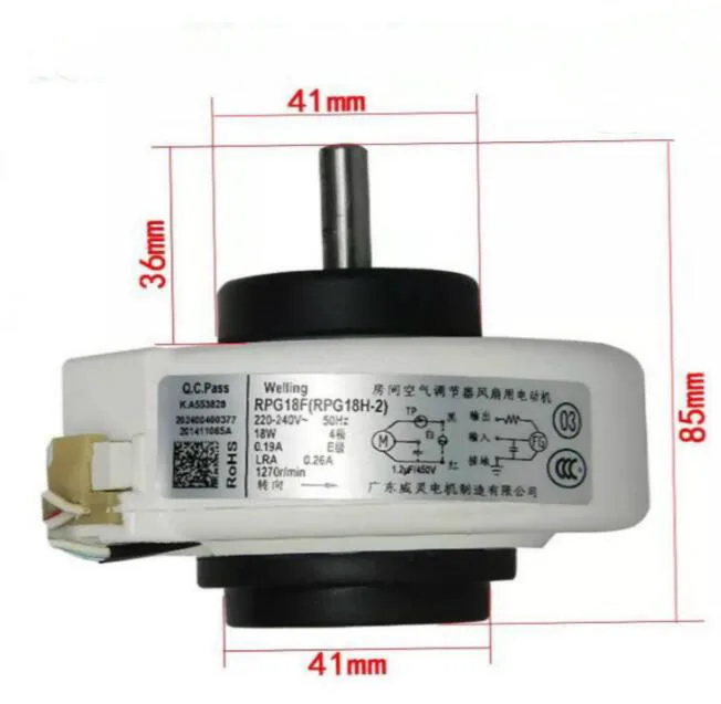

Air Condtioner Parts fan motor RPG13C RPG18F RPG18H-2 RPG20C shaft length 25mm