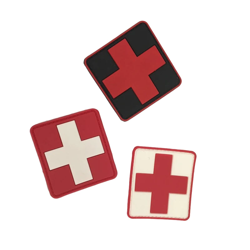 

3D PVC Rubber Red Cross Flag Of Switzerland Swiss Cross Patch Medic Paramedic Tactical Army Morale Badge