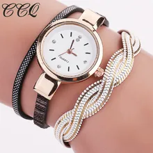 2017 CCQ Luxurious Model Girls Gold Watch Vogue Crystal Leather-based Bracelet Wristwatch Informal Lady Quartz Watch Montre Femme 2001