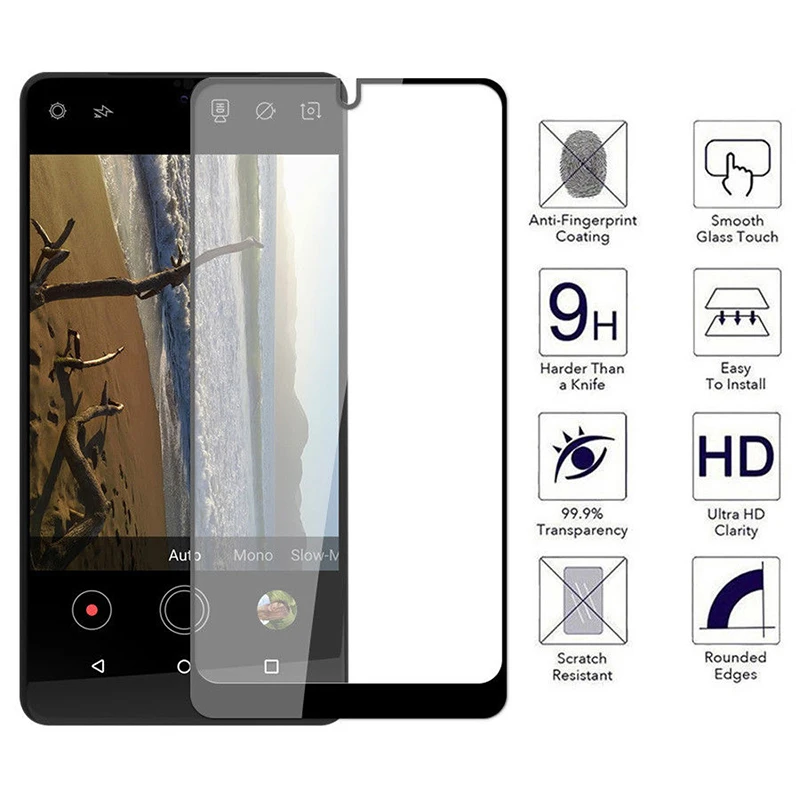 

2PCS Full Cover Tempered Glass For Essential Phone PH-1 5.7 inch PH 1 PH1 Screen Protector Color Black Protective Film Guard
