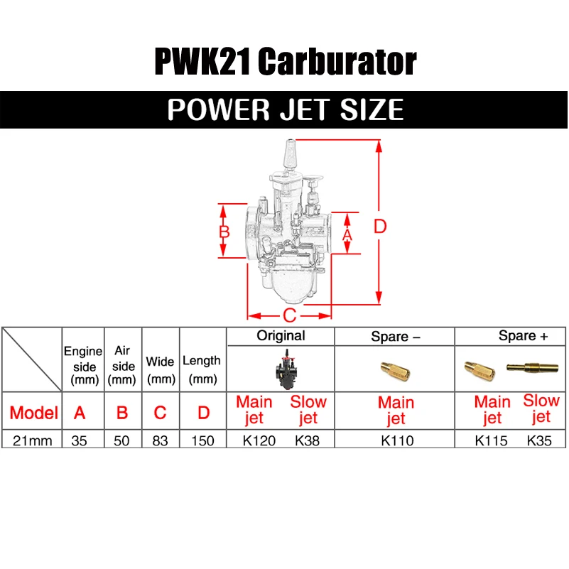 МОТОЦИКЛ КАРБЮРАТОР 21 мм подходит для PWK Carburador Koso Pwk 100cc до 450cc двигатель для всех мотоциклов 4 T