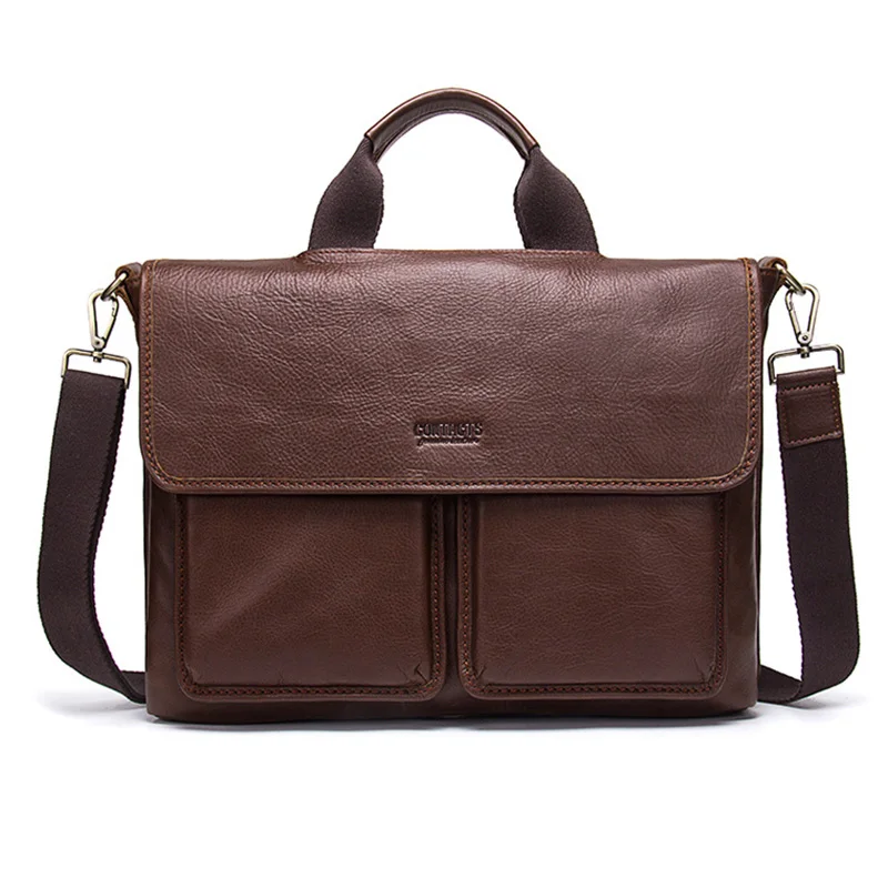 

Genuine Leather Men's Briefcase Soft Handle Man Handbags Brown Messenger Man Crossbody Waterproof Briefcases for Man Handbag Bag