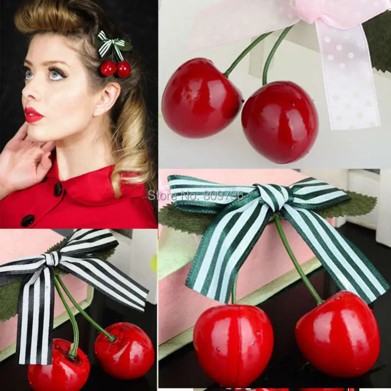1 PC Chaude Rouge Cerise Arc Cheveux Clip pour filles de Pin,Up Rétro Vintage