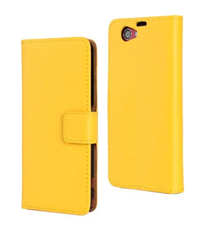 Чехол из натуральной кожи для SONY Xperia Z L36h C6603, чехол для телефона, кошелек, стильный дизайн с подставкой и отделением для карт, для SONY l36h, чехол s - Цвет: Цвет: желтый