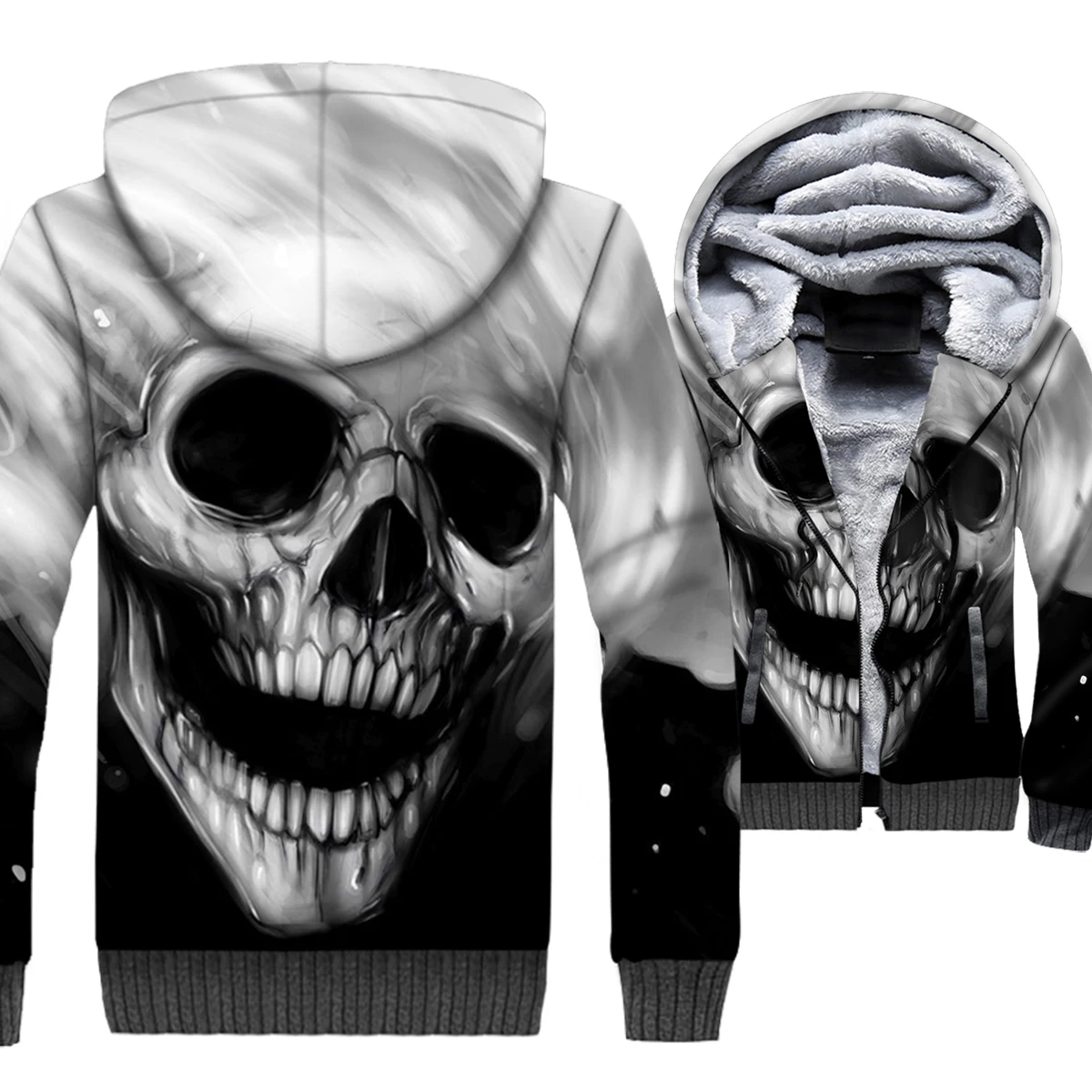 

Ghost Rider Skull Flame 3D Print Hoodie Men Cool Hooded Sweatshirt Winter Fleece Zip up Coat Gothic Jacket Hip Hop Streetwear
