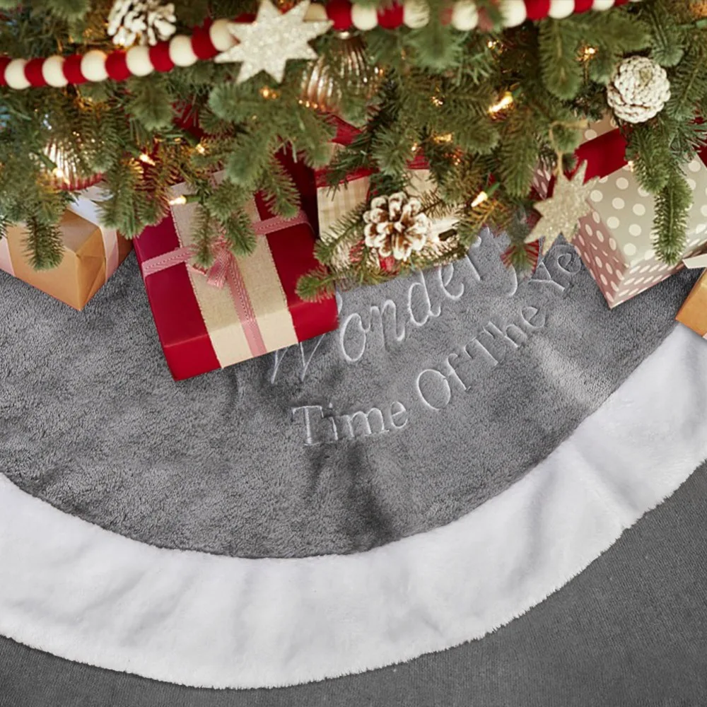 Белая плюшевая Рождественская елка юбки меховой ковер вечерние украшения для рождественской елки украшение для дома Нетканая Рождественская юбка для елки фартуки