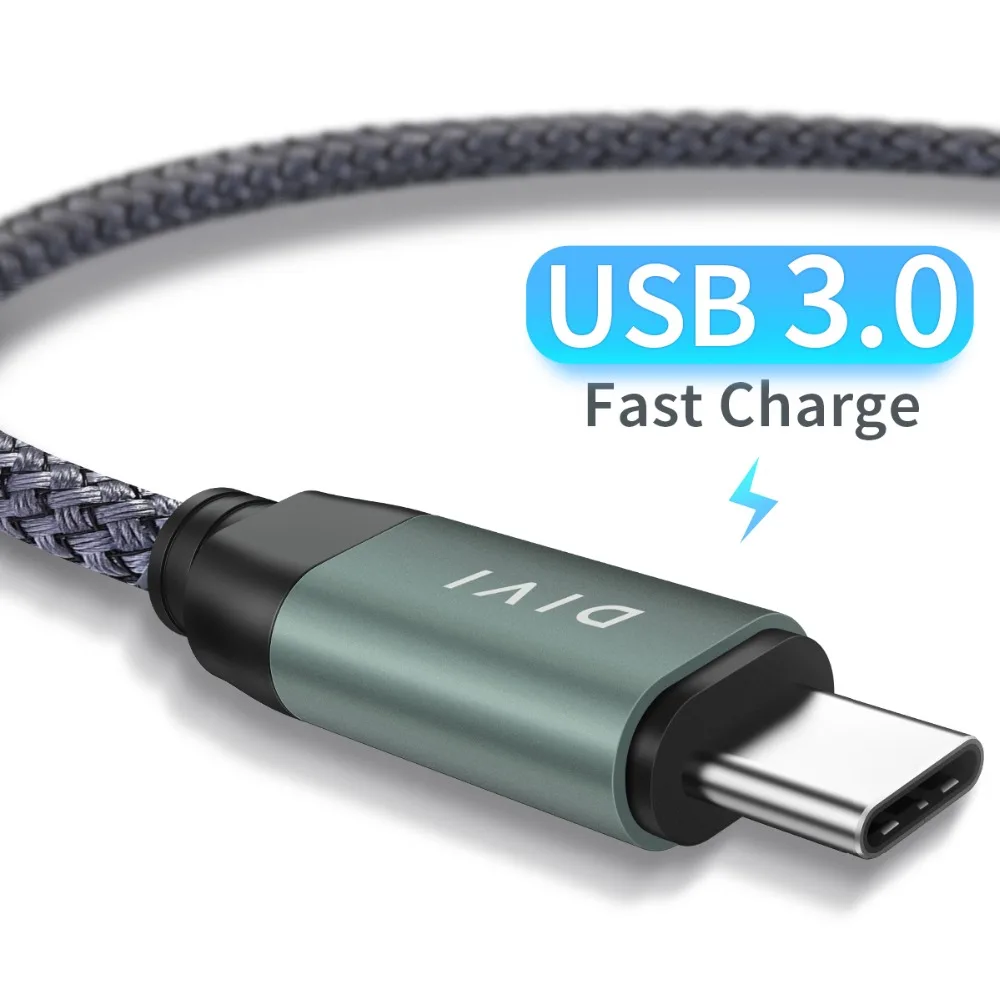 DIVI 2M 3.0A USB Type C Cable Fast Charging USB C Cable Type C Data ...