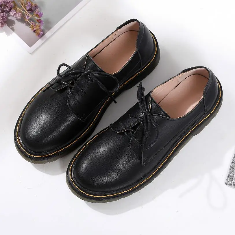 

Oxford Shoes For Women Shoes Woman Cow Leather Ankle Female Casual Shoes Flats 2019 Spring Autumn Lace-Up Zapatos Mujer