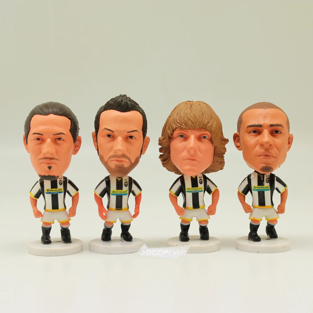 

4PCS/LOT Soccer Player Movable Dolls PIERO NEDVED TREZEGUET CAMORANESI (JUV-2009) 2.5" Figurine