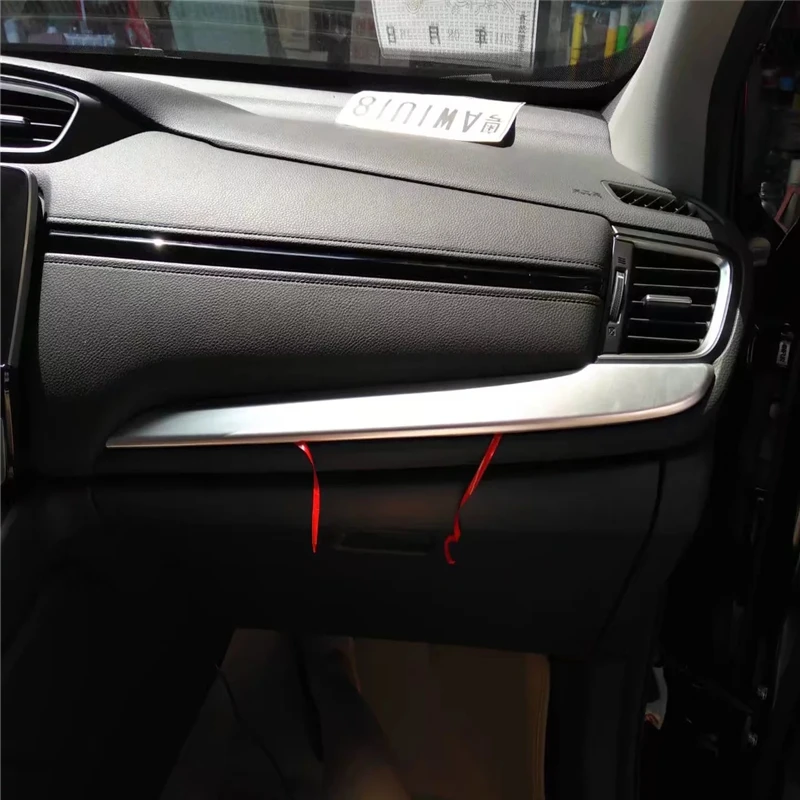 WELKINRY car auto cover For Honda CR-V CRV 2017 2018 ABS plastic silver front console copilot co-driver seat decorative bar trim |