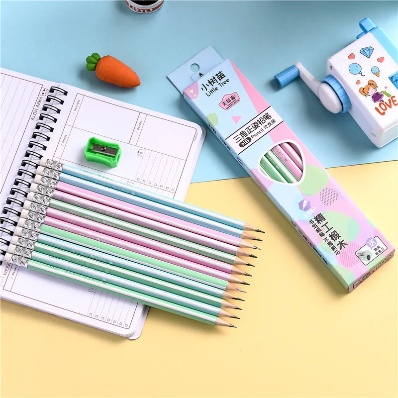 

12 pcs/lot simple/pastel pencils for school/kids/drawing pencil set lapis write pencil school pen crayons sketch graphite 05840