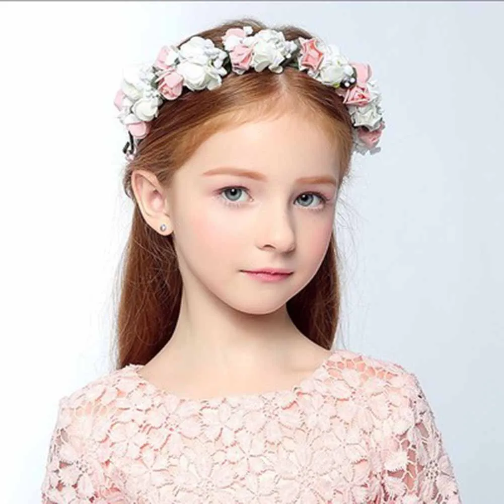 Boho floral wrist flower girl garland headwear crown of flowers hair