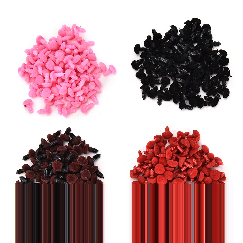 

4 Colors New Plastic Bear Noses Triangle Velvet Noses Buttons DIY Toys Dolls Accessories 100Pcs