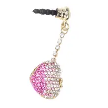 1х Пылезащитная заглушка в 3D форме сердца с бриллиантовым кристаллом наушники 3,5 мм позолоченный розовый#8