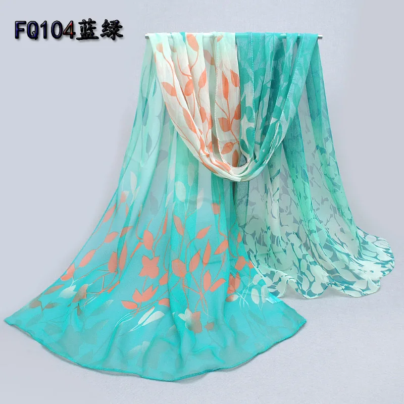 Женский модный шарф из пашмины дизайн длинная шаль накидка Шелковый шифоновый палантин шарф - Цвет: Blue Green