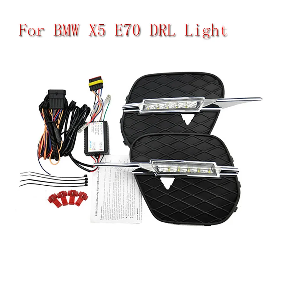 

2x 12V LED Car Daytime Running Light Signal Driving Lamp No Error Xenon White E4 Approved For BMW E70 X5 2010-2013 Waterproof