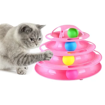 

Funny Pet Toy Upgrade Pet Cat Colorful Toys 4-Layer 4 Bell Balls Kittens Entertainment Disc Turntable Ship USA