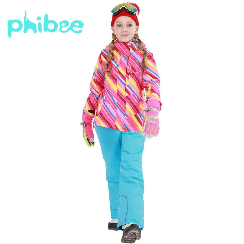 

Phibee Ski Suit Baby Girl Clothes Warm Waterproof Windproof Snowboard Sets Winter Jacket Kids Clothes Children Clothing