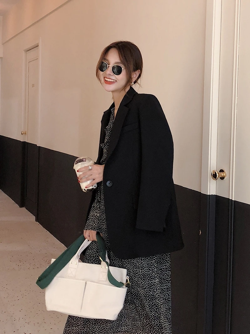 

women blazers small suit female autumn new solid color casual long-sleeved suit jacket Slim was thin