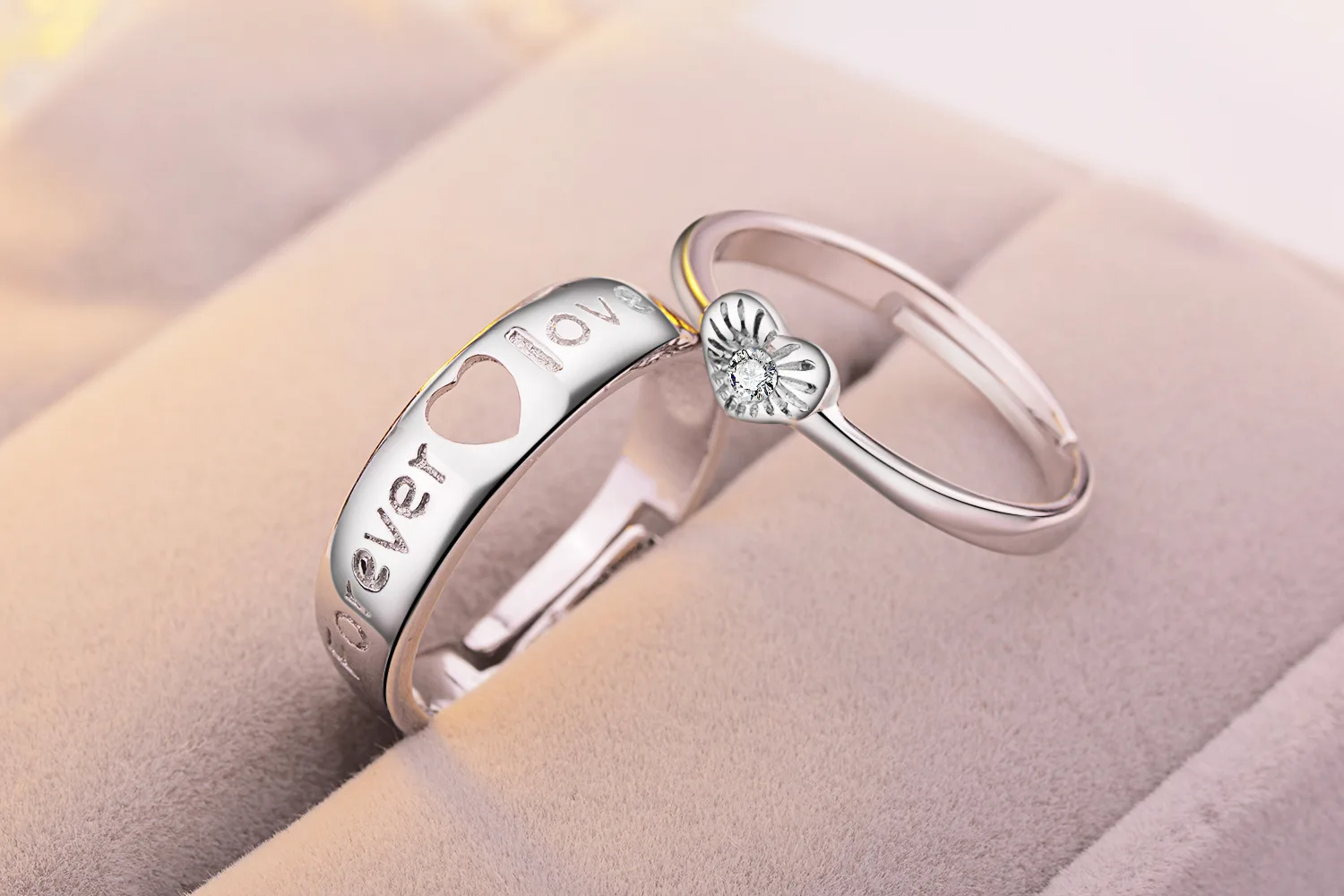 1 Набор, распродажа, регулируемые обручальные кольца для влюбленных с цирконием для женщин, серебряные свадебные кольца, Австрийское кольцо с кристаллами