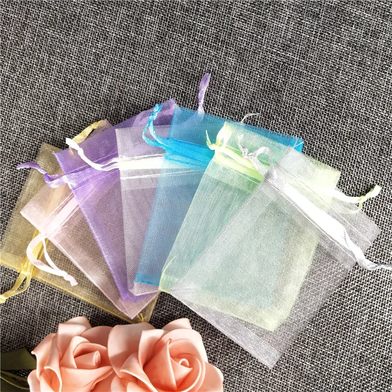 100pcs 14*19CM gift bags for jewelry bags packaging Organza Bag drawstring bag wedding/woman travel storage display pouches 7Z