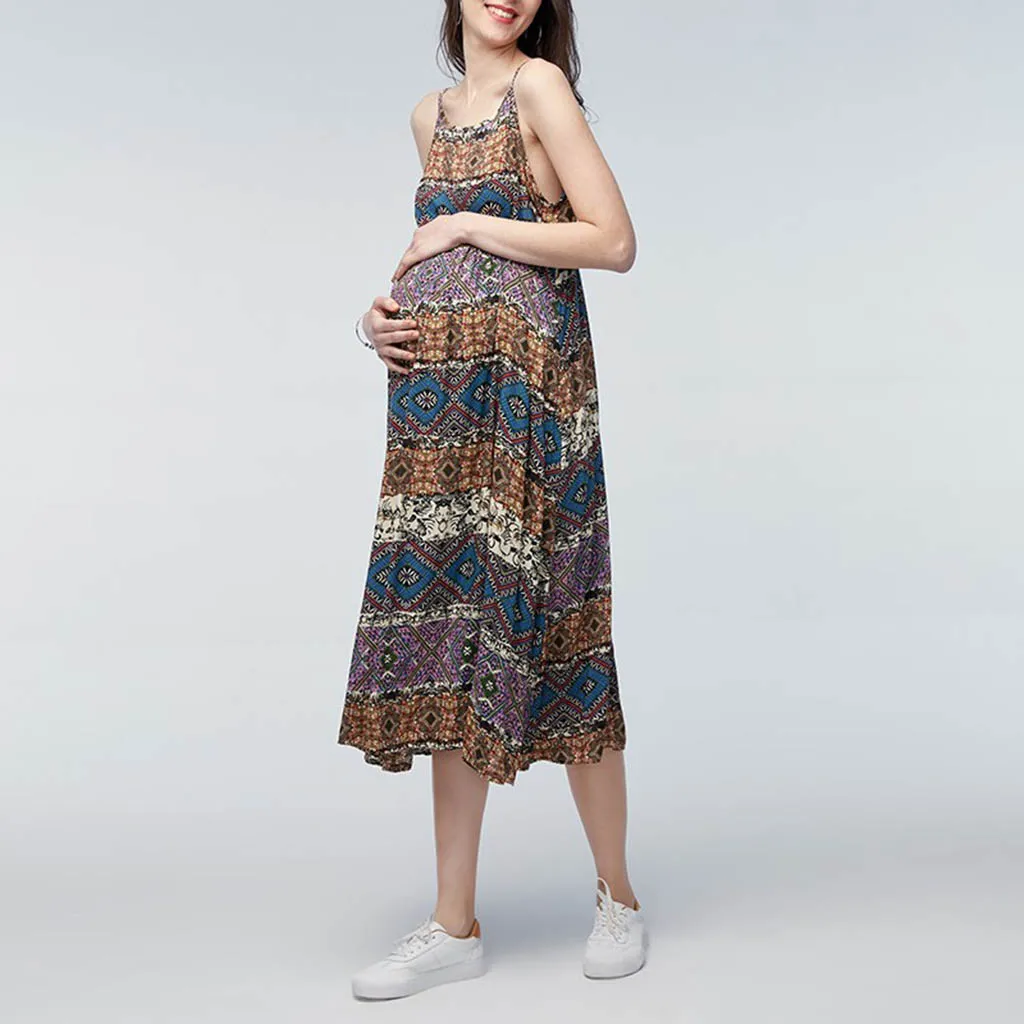 Новое платье для беременных женское платье с открытыми плечами Blackless Maternity без рукавов Длинный жилет платье для беременных#40