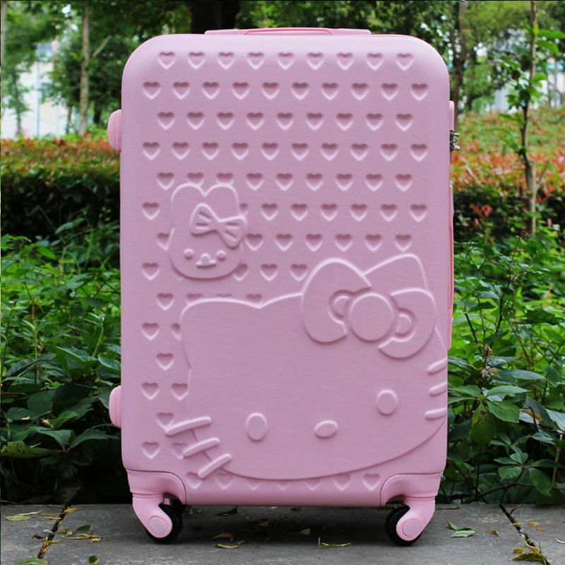 Maleta de viaje Hello Kitty de 20 pulgadas para mujer, bolsa giratoria Hello Kitty, bolsa de equipaje ABS, bolso de viaje para niña, equipaje ruedas HelloKitty|spinner bags|abs luggage bagtrolley luggage -