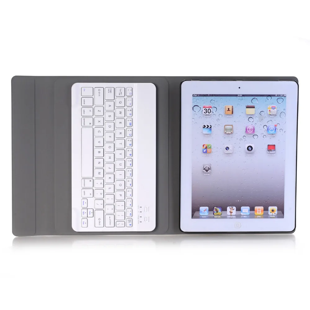 Русский/испанский/иврит Беспроводной Bluetooth клавиатура Стенд из искусственной кожи кожного покрова принципиально чехол для Apple iPad 2/3/4 9,7 дюймов планшет
