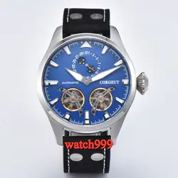 47 мм Corgeut маховик автоматические механические мужские наручные часы Pvd корпус Дата светящаяся механические мужские часы