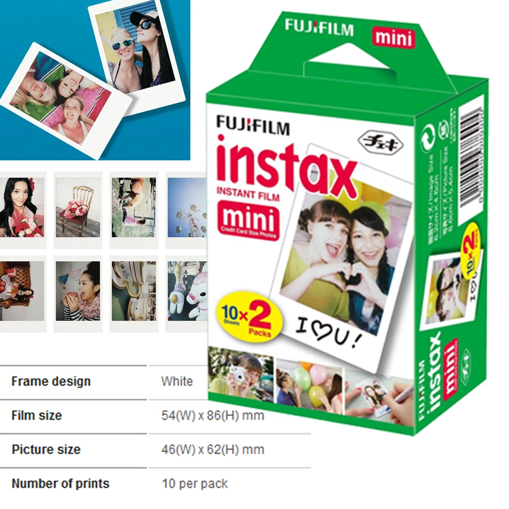 100 Лист Fujifilm Fuji Instax Мини белая пленка мгновенная фотобумага для Instax Mini 8 70 25 90 камера SP-1 SP-2+ Бесплатный альбом