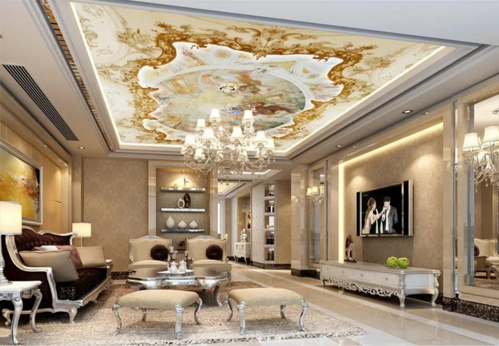 Us 126 58 Di Scontostile Europeo Di Lusso Carta Da Parati 3d Soffitto Murales Carta Da Parati Per La Casa Carta Da Parati Per Soffitti In Carte Da