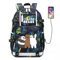 Большой Ёмкость зарядка через usb ноутбук рюкзак мы вся правда о медведях Для женщин милый рюкзак Panda гризли IceBear школьные рюкзаки, сумки для