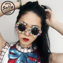 Уникальные Роскошные женские модные солнцезащитные очки в стиле ретро, круглые женские солнцезащитные очки ручной работы с кристаллами и цветами