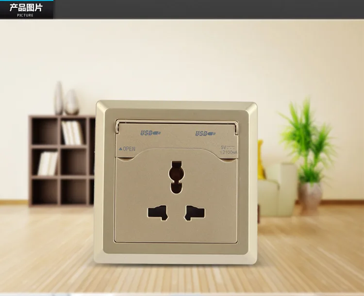 

New Universal socket with double USB charger,2.4A dual USB charger wall socket Free Shipping