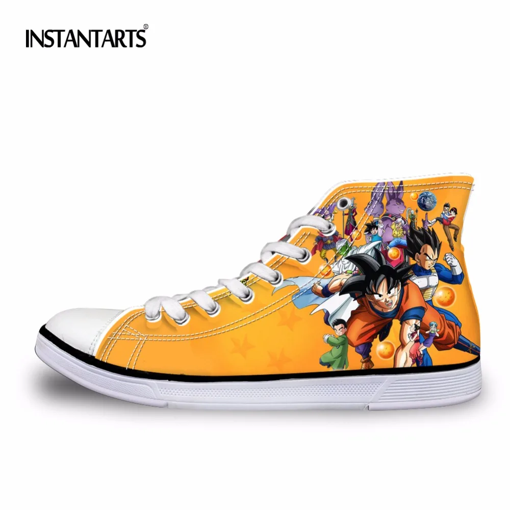 INSTANTARTS Fashion Anime Dragon Ball Z Print Mens High-top Vulcanized Shoes Cool Super Saiyan Son Goku Canvas Shoes for Men Boy