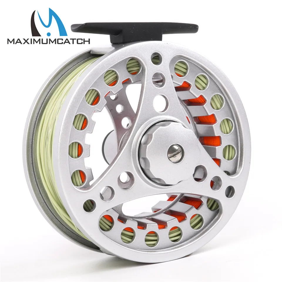 Maximumcatch Fly Reel and Line Combo 7/8wt Silver Fly Reel Orange