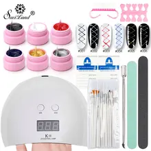 Saviland 18 шт. 24 Вт лампа для ногтей Набор для рисования проволокой гель лак для ногтей тянет шелк паук гель для ногтей инструменты для творчества набор для ногтей