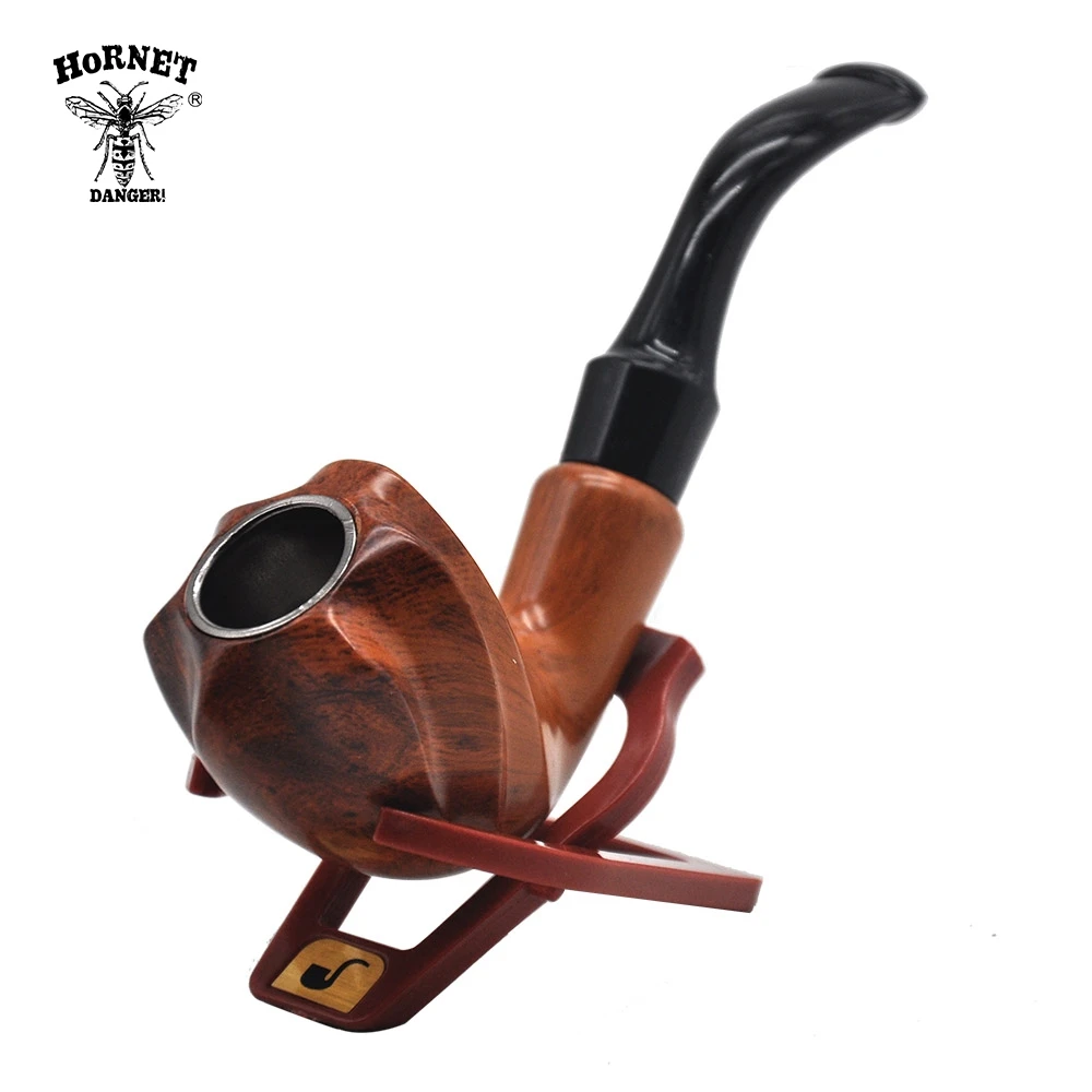 

HORNET Classic Handmade Wooden Wood Tobacco Pipe 150MM Metal Bowl Wood Smoking Pipes Tobacco Cigarettes Cigar Pipes Holder