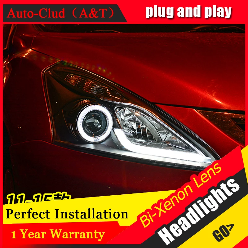 Автомобиль Стайлинг для NISSAN TIIDA фары 2011 2015 ангел глаз свет перед Би ксеноновые