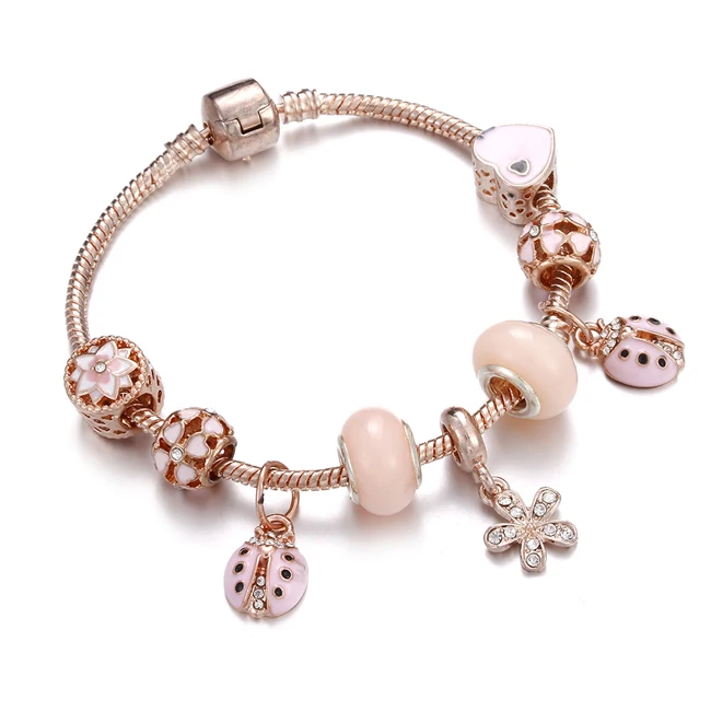 Золотая цветная прелесть браслеты с сердечками для женщин розовый бисер браслеты DIY цепочка на запястье браслет женский индивидуальный ювелирный подарок - Окраска металла: style 2