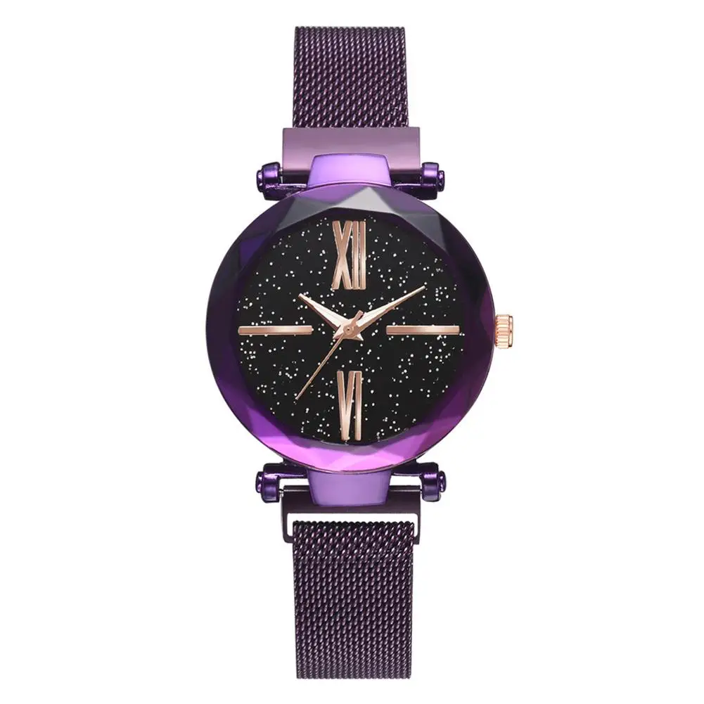 

Women Girls Magnetic Starry Sky Round Dial Roman Numbers Quartz Alloy Band Wrist Watch horloges vrouwen orologio donna