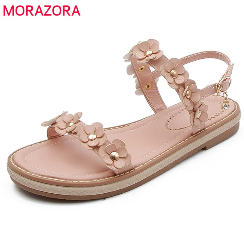

MORAZORA 2020 new arrive hot sale women sandals summer fashion flower flat sandals simple buckle comfortable elegant shoes woman