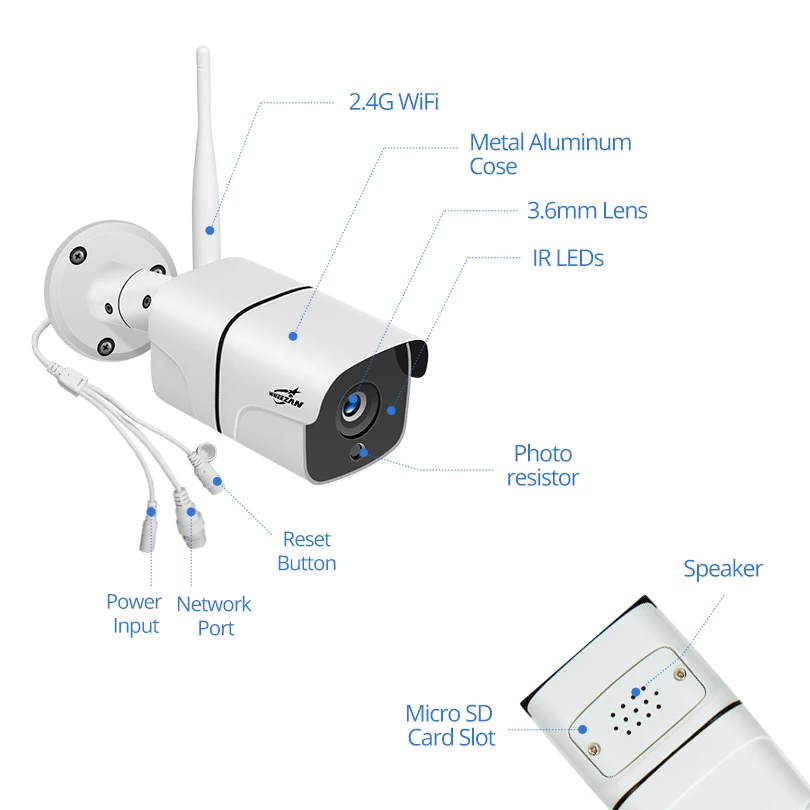  Wheezan CCTV Sistema di Telecamere di Sicurezza Wifi Video Kit di Sorveglianza 1080 P HD Wireless I