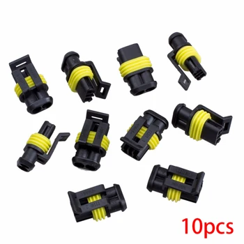 

10 Kit 2 Pin Way Waterproof Electrical Wire Connector Plug Set Automobile Connection