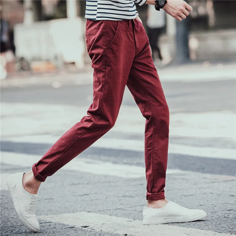 100% хлопок Осень Зима Новая Мода 2016 Тонкий Прямой Мужчины Случайные брюки