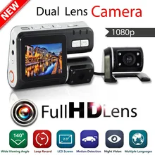 Новый I1000 двойной Камера Автомобильный видеорегистратор i1000 Авто HD 1080 P регистраторы черный ящик для вождения Регистраторы с парковкой сзади объектив Камера s