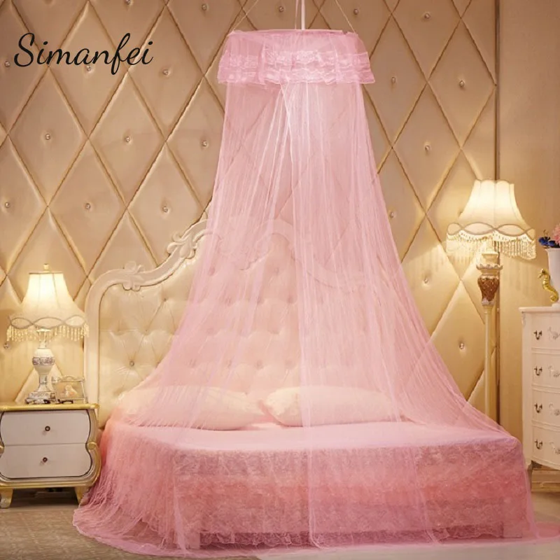 

Simanfei Round Mosquito Net 2017 Hung Dome Luxury Pink Yellow Voile Mosquito Nets Canopy Tent Romantic Curtain Princess Bedding