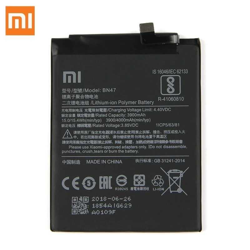 Оригинальная сменная батарея для Xiao mi Red mi 6pro mi A2 Lite Hong mi 6 Pro Redrice 6pro BN47, настоящая батарея для телефона 4000 мАч