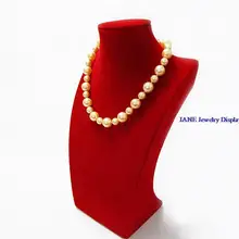 Золото Дисплей реквизит Средний 26 см Высота Деревянные ювелирные изделия ожерелье кулон шоу подставка-бюст держатель красный бархат Mannique полка