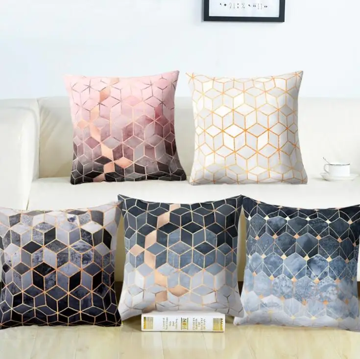 

TECHOME Home Hotel Store Fashion Decorative Pillowcase Geometric Pattern Colorful Design Cotton Linen Cushion Pillow Cover Case